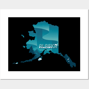 Alaska state design / Northern Lights lover / Alaska gift idea / Alaska present  / Northern Lights home state / aurora borealis Posters and Art